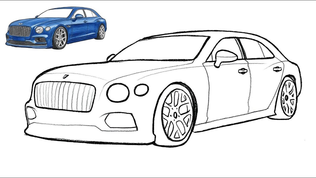 Bentley Flying Spur Mansory Drawing Tutorial | Luxury 2020 Bentley Car Sketch Step by Step