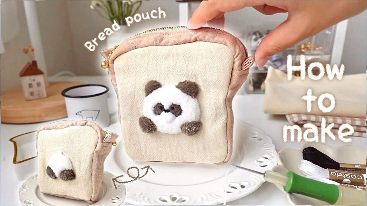 パンダの食パンポーチ🍞🐼 Handmade Vlog｜パンチニードル
