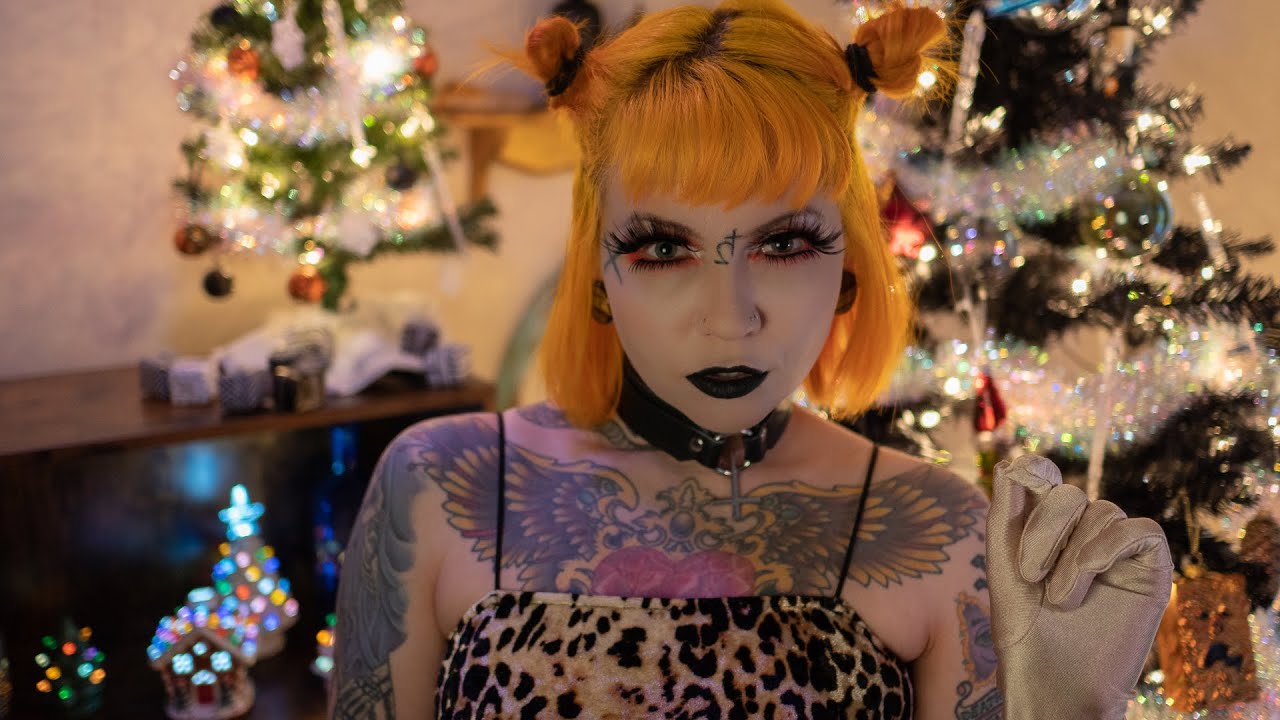 ASMR Goth Girl Decorates Spooky Hexmas Tree - Long Gloves