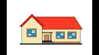 how to draw a easy house drawing | MS Paint drawing house | cute computer drawing.