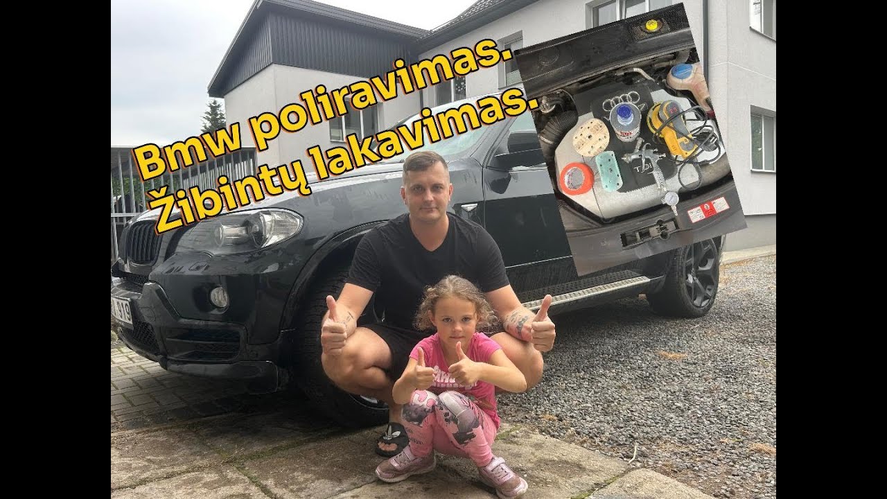 Bmw poliravimas su šveitimu. Žibintų lakavimas.