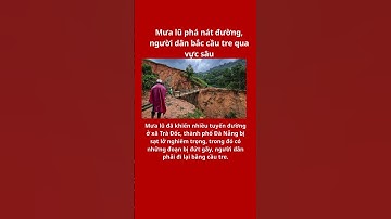 Mưa lũ phá nát đường, người dân bắc cầu tre qua vực sâu