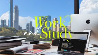 Sunny office ambience ☕ work with me & study with me | Design making tutorial