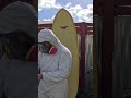 “Suiting up for safety! Protecting myself while shaping surfboards #surfboards #surf #surfinggear