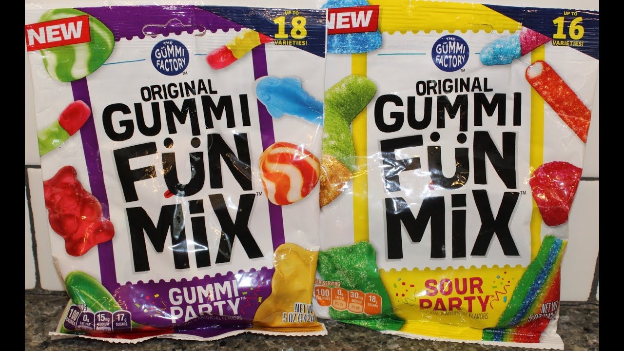 NEW The Gummi Factory Original Gummy Fün Mix, Gummy Party/Sour Party/ &  Gummi Soda Drops Net Wt 5oz (Gummi Party, 4)
