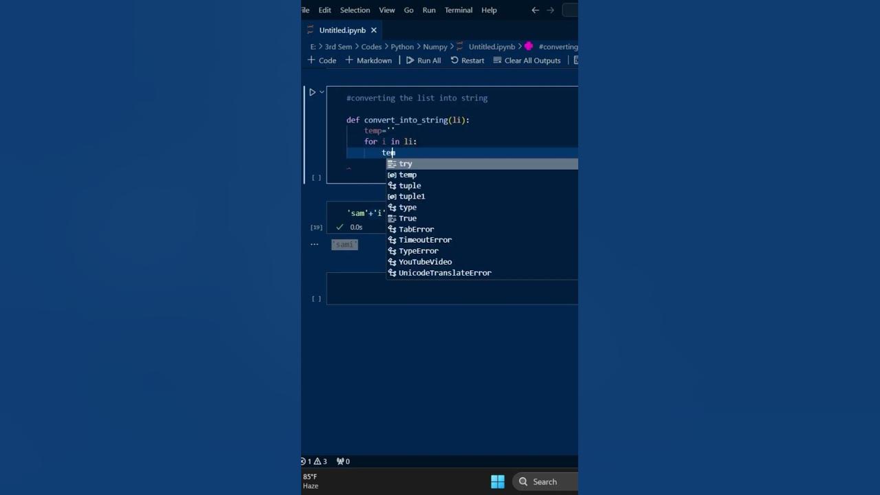 Convert a List into a String in Python #shorts - YouTube