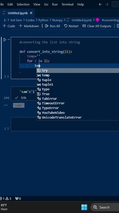 Convert a List into a String in Python #shorts - YouTube