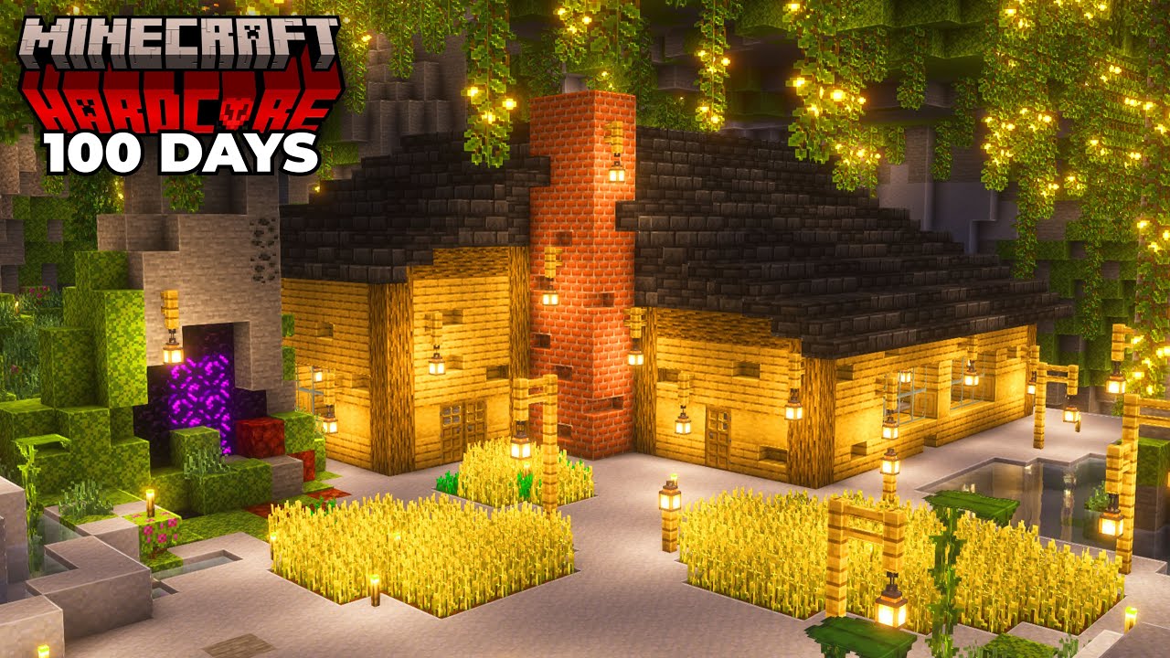I Spent 100 Days in a LUSH CAVE in Minecraft - YouTube