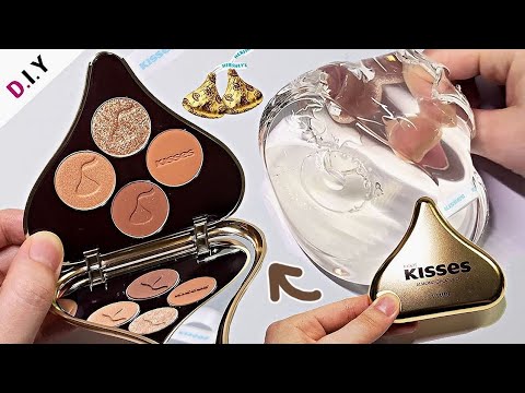 클리어슬라임에 키세스섀도우 뿌셔넣기 ASMR🍫👄 | 엔젤슬라임에 화장품 섞기👼 | Slime <strong>Coloring</strong> <strong>with</strong> Makeup