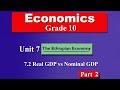 Grade 10 Economics Unit 7 Part 2 The Ethiopian Economy Real GDP Vs Nominal GDP 