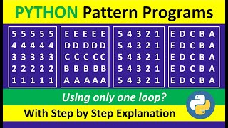 Printing Numbers & Alphabets in Square Pattern with Descending order in Python | Python Prog|Part-3