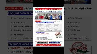 "Oil &amp; Gas Careers in Dubai | Free Visa &amp; Ticket | UAE Applicants Only" #dubaijobs #shorts #foryou