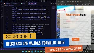 Registrasi dan validasi formulir Login dengan Penyimpanan lokal menggunakan HTML CSS dan JavaScript