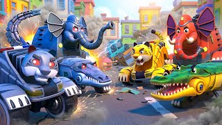 EVIL TWIN TEAM attacks Animatown! RESCUE SQUAD to the rescue! | Cars &amp; Trucks Rescue Team