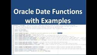 Oracle Date Functions with Examples