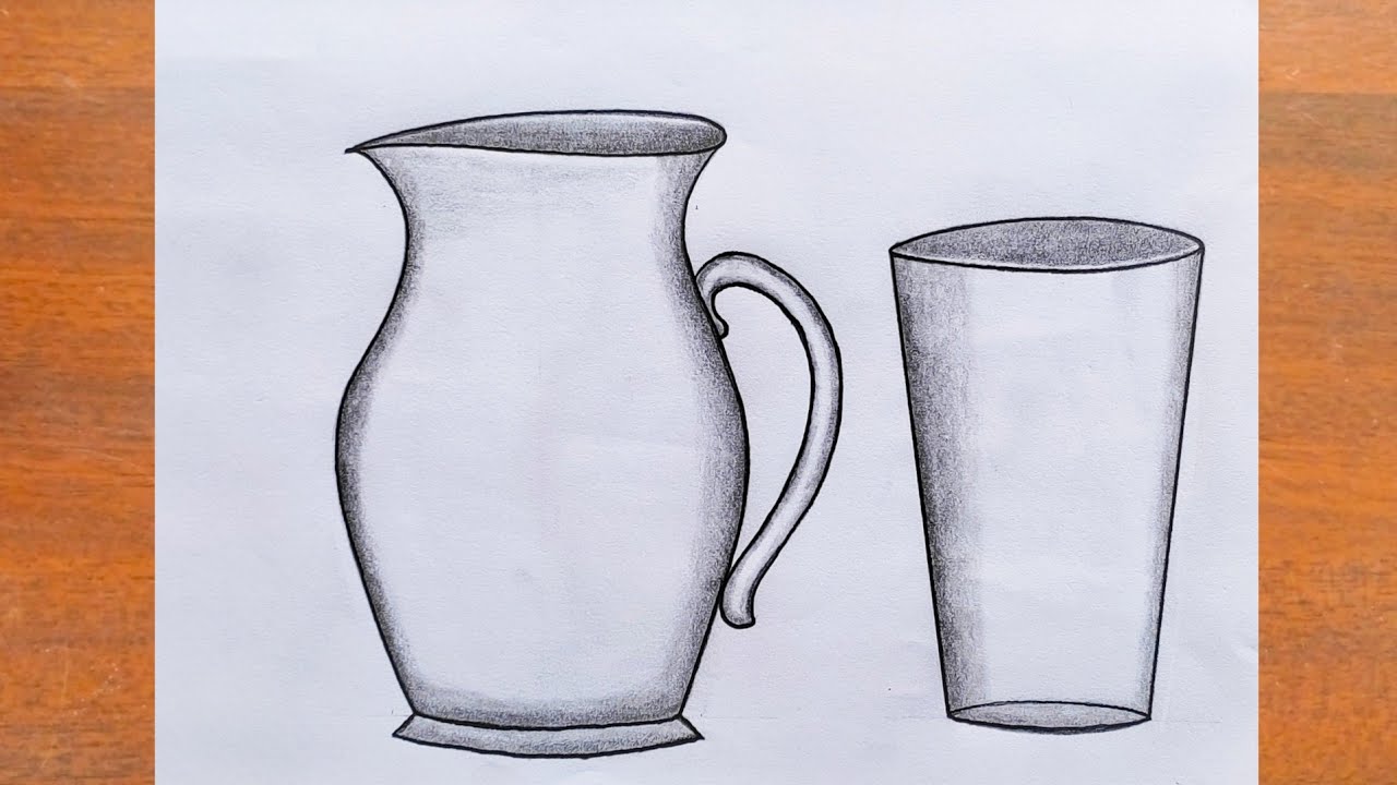 Научитесь рисовать кувшин и стакан / Как легко нарисовать кувшин со стаканом шаг за шагом / Рисов...