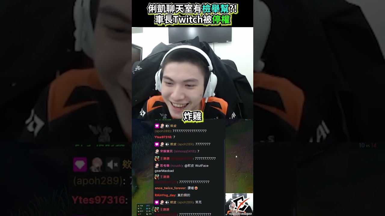 《Beyond Shorts》俐凱聊天室有檢舉幫 車長Twitch被停權 