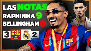 Thumbnail image for ⚪⚪ BELLINGHAM FUE UN DESASTRE PERO RAPHINHA FUE LETAL // Las Notas Barcelona 3 Real Madrid 2