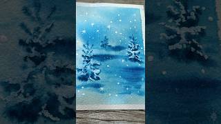Creating a Magical Winter Wonderland with Watercolors ❄️ #shorts