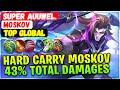 Hard carry moskov 43 total damages  top global moskov  super auuwel  mobile legends build