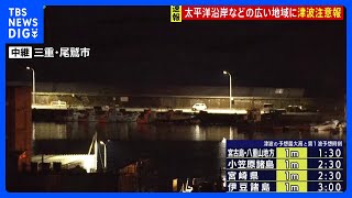 【速報】太平洋沿岸などの広い地域に津波注意報　海の中にいる人はただちに上がって　警戒を｜TBS NEWS DIG