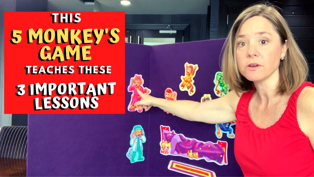 Felt Story Board Using Preschool Song: Five Little Monkeys Jumping on the Bed Teaching Language