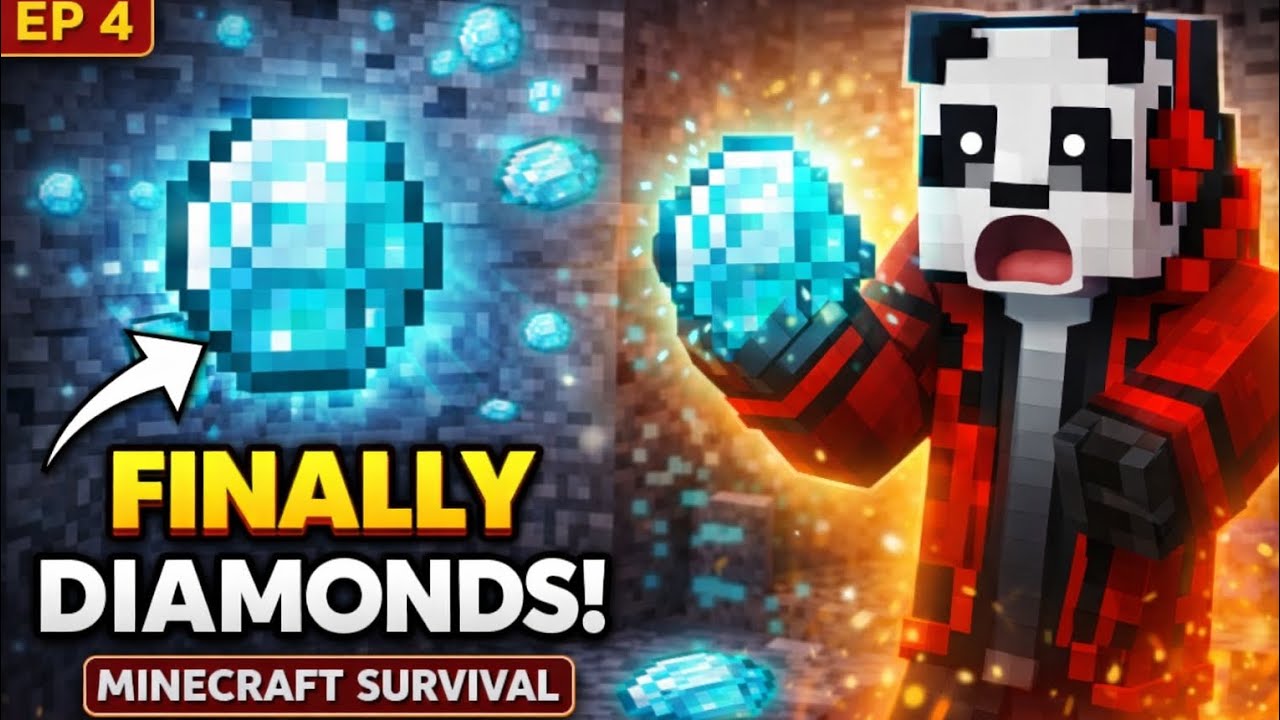 Minecraft Survival series EP 4 finally Diamonds mila gye wow 🔥😈 - YouTube