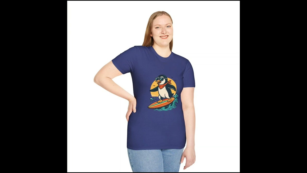Penguin Surfing Tshirt design LINK IN DESCRIPTION BELOW