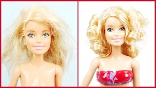 ETKİLEYİCİ DIY BARBIE SAÇ MODELLERİ VE KIYAFETLERİ - Barbie Bebek Elbisesi Nasıl Yapılır &amp; Saç Yapma