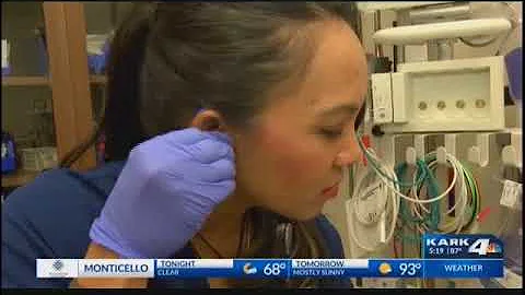 Nurse Clarissa Hardman uses hearing aid and specia...