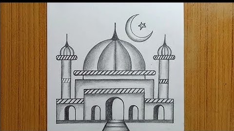 Beautiful Mosque Drawing Easy With Pencil | Learn To Draw A Mosque Very Easily. Mosque Drawing.