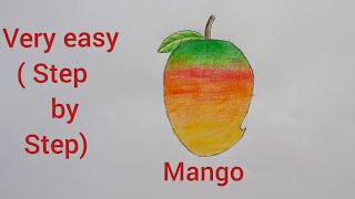 How to draw Mango easily. Mango drawing step by step. Ripe mango. Row mango