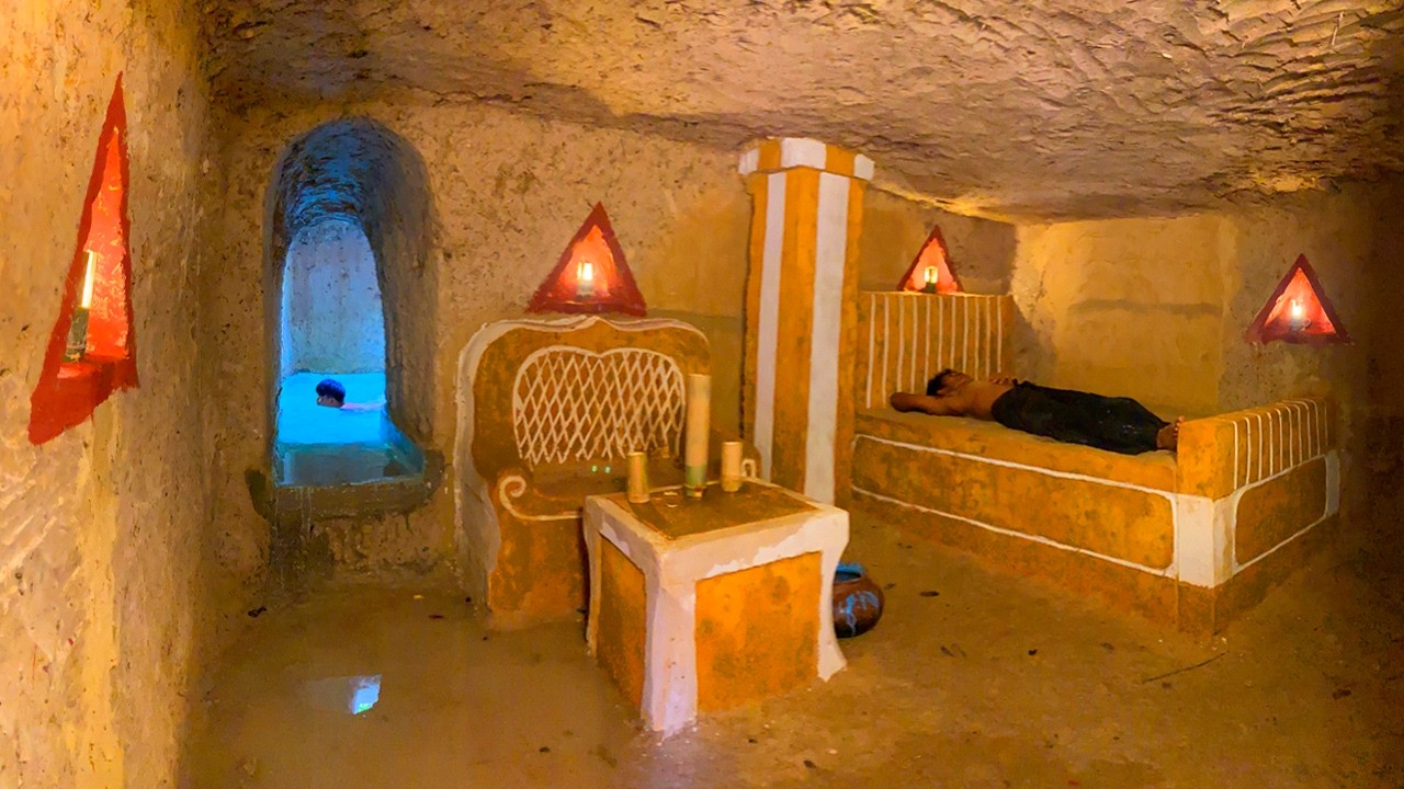 120Day Build Cave Platinum Underground House Bath Pool , Decoration Underground Private Living Room