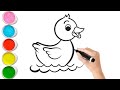 Duck Drawing Painting colouring For kids and toddlers