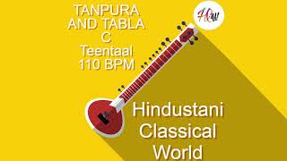 Tabla and Tanpura Scale C | Teen Taal 110 BPM madhya laya scale C