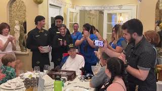 Grandpa Ed's 100 signing Happy Birthday