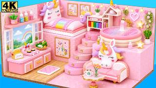 Make Cute Unicorn Miniature House with Rainbow Pool, Kitchen & Cute Bedroom❤️ DIY Miniature House