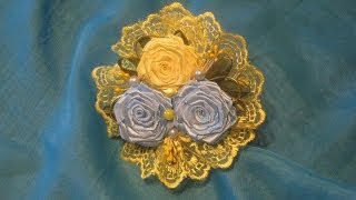 DIY Ribbon rose tutorial. Резиночка для волос с розами Канзаши DIY Ribbon rose tutorial. Резиночка для волос с розами Канзаши