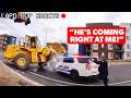 Man Chases Cops With 40,000-Pound Vehicle