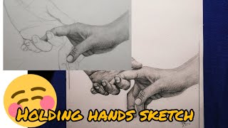 How to sketch hands?/holding hands pencil sketch ️