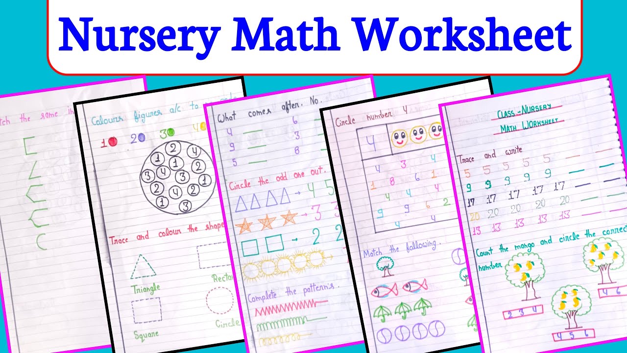 Nursery Maths Worksheet 2024/ Class Nursery Math Worksheet/ Nursery