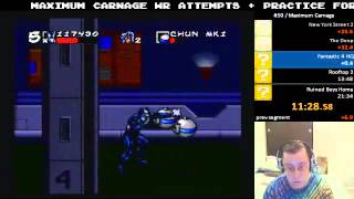 Maximum Carnage (SNES) - Speedrun in 21:22 by funkdoc
UPDATE: Check my account for the new WR of 20:37!
Finally took the record back from Vega4993 (http://www.twitch.tv/vega4993)! This game definitely needs a new SDA run with what weve discovered, and I think sub-21 would be a reasonable goal for that. www.twitch.tv/srkfunkdoc/c/1740080&utm_campaign=archive_export&utm_source=srkfunkdoc&utm_medium=youtube Maximum Carnage (SNES) - Speedrun in 21:22 by funkdoc