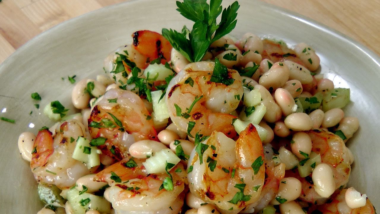 Grilled Shrimp and Cannellini Bean Salad Recipe by Laura Vitale - Laura in the Kitchen Ep 125