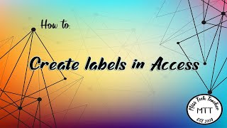 IGCSE ICT (0417) Creating Labels in Access 2007