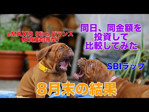 8月末時点の「SBIラップ」と「eMAXIS Slim バランス（8資産均等型）」の成績比較してみた