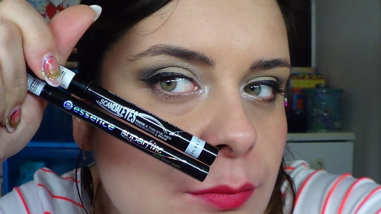 Essence Rimmel Review: EYE-LINER Essence Super Fine VS Rimmel Scandaleyes - YouTube