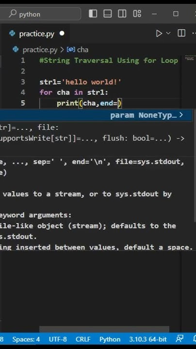 string traversal using for loop #python #pythonforbeginners #pythoncode ...