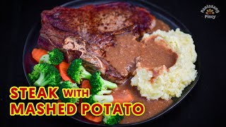 How to Cook Steak on Stove with Mashed Potato and Gravy