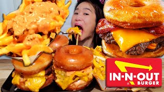 Insanely Good Krispy Kreme & IN-N-OUT Donut Cheeseburger! Donut Burger & Animal Fries - Mukbang ASMR