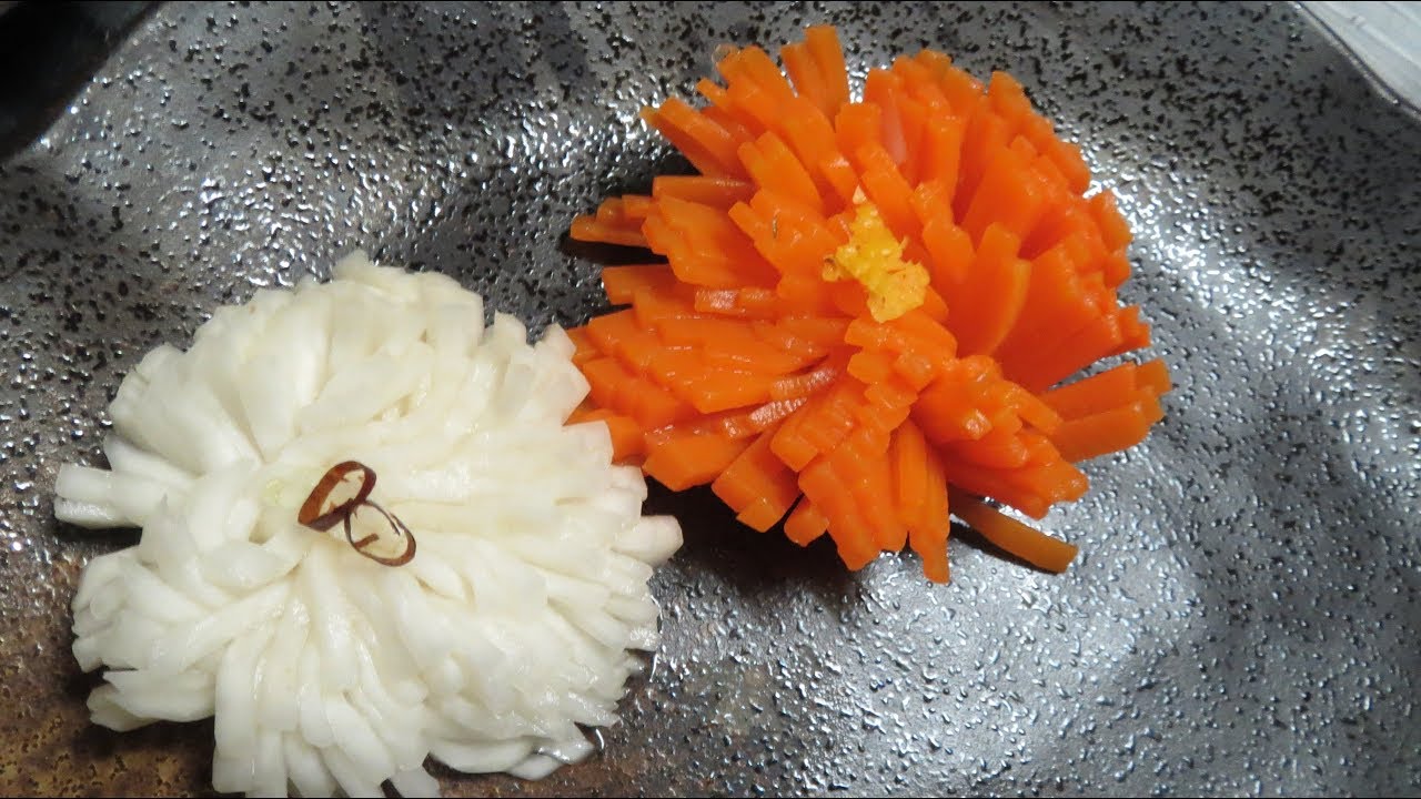 菊花の作り方 野菜の飾り切り How To Make Chrysanthemum Flowers With Vegetables Youtube